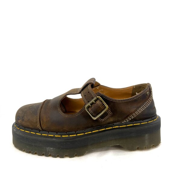Dr. Martens Doc Martens Bethan Leather Platform Mary Janes Brown Women's 9 - Picture 4 of 10